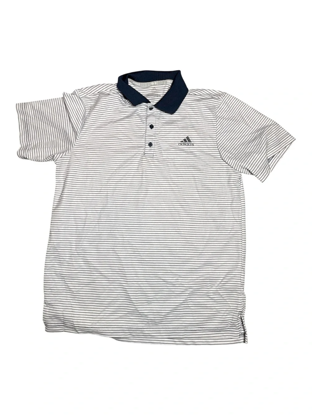 Adidas Men’s White Navy Stripe Polo Shirt Medium